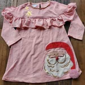 🎅 2/$25 Mudpie Pink Santa Dress 24m/2T